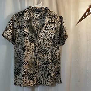 Tiger King silky collard blouse